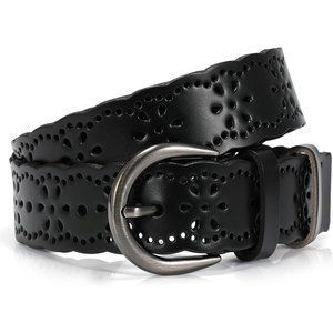 Women Flower Leather Belt for Pants Wide Belt with Solid Pin Buckle 1.5'' Width